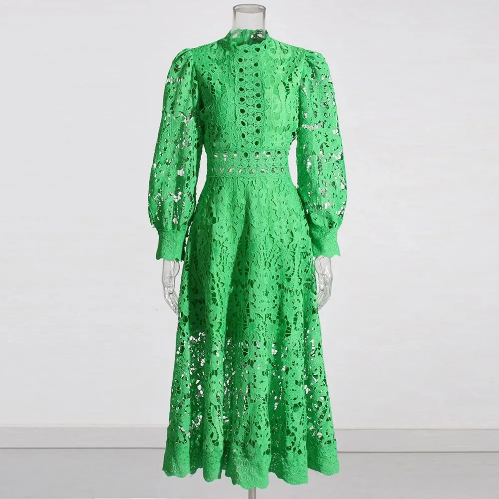 TWOTWINSTYLE Hollow Out Solid Temperament Dress For Women