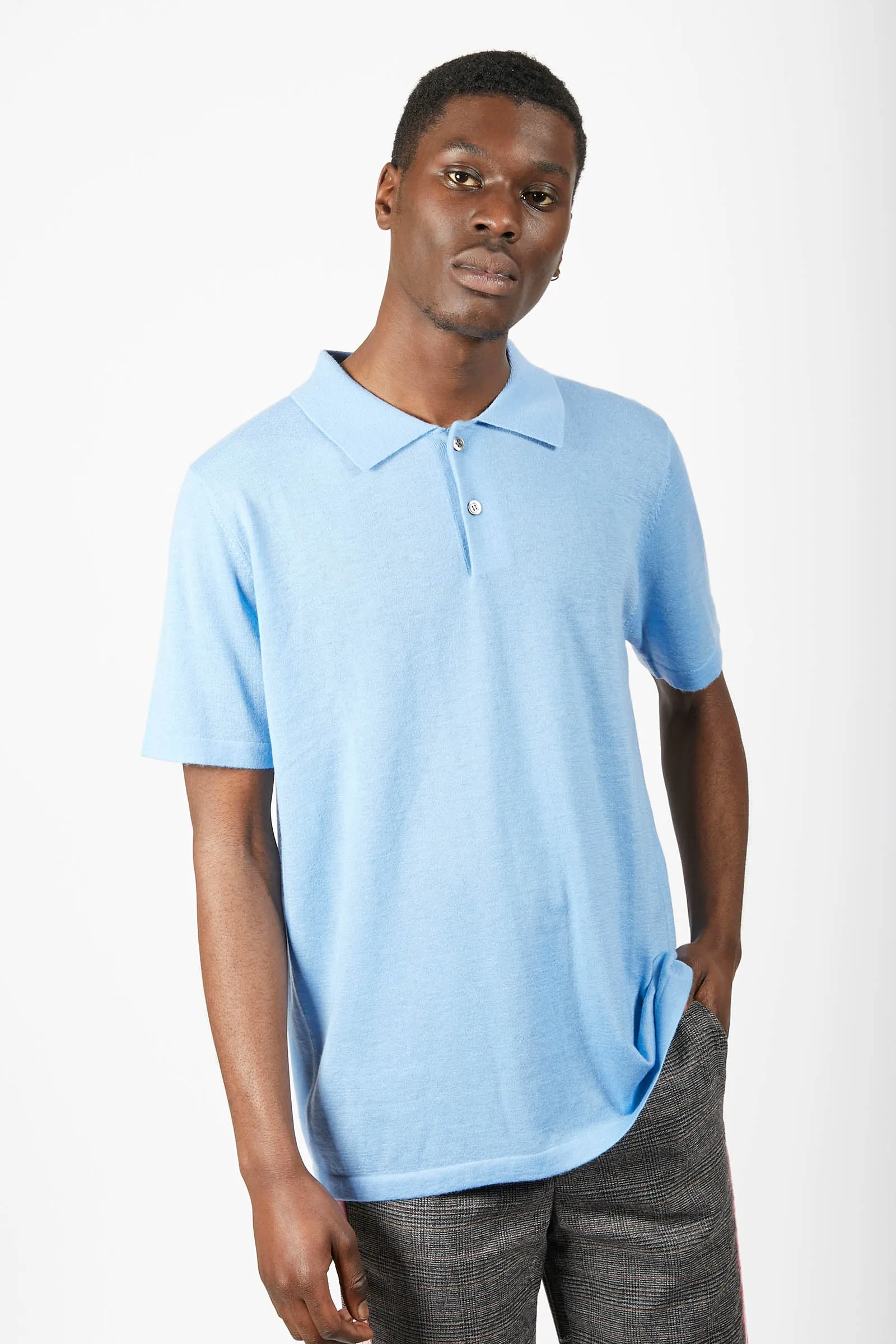 Unisex Blue Cashmere Polo Shirt