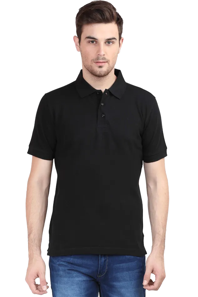 Unisex Grey Melange Cotton Polo T-Shirt