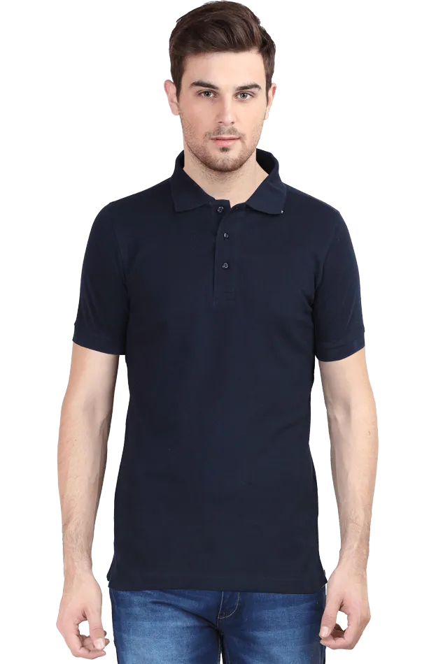 Unisex Grey Melange Cotton Polo T-Shirt