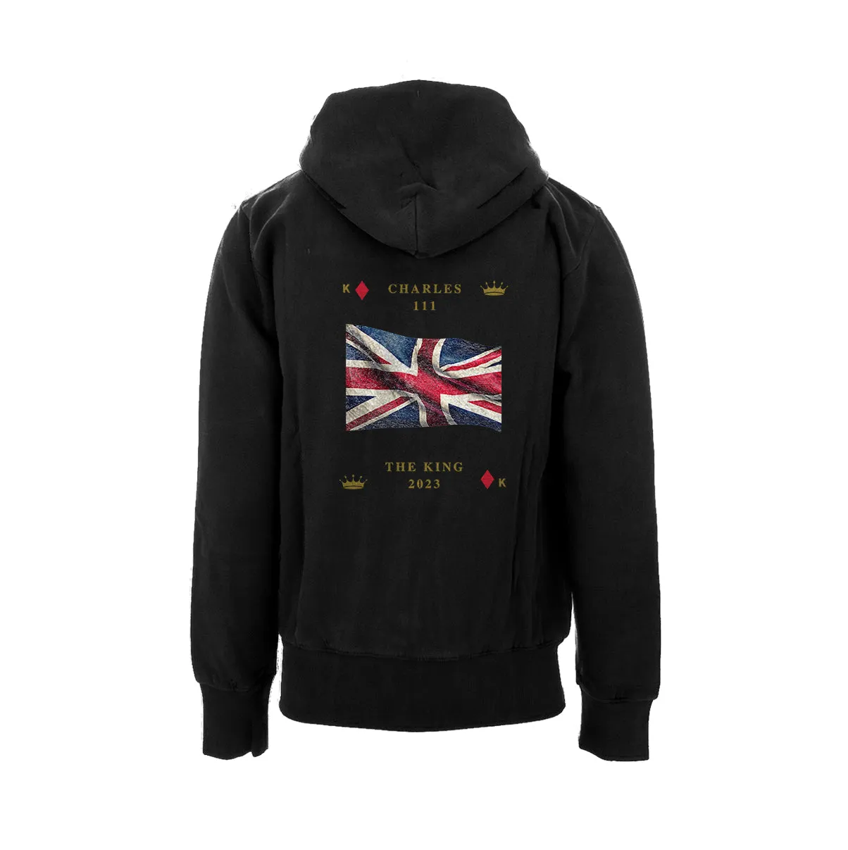 Urban Attitude Kings Coronation 2023 Great Britain Flag Hoodie Back Print (Black)