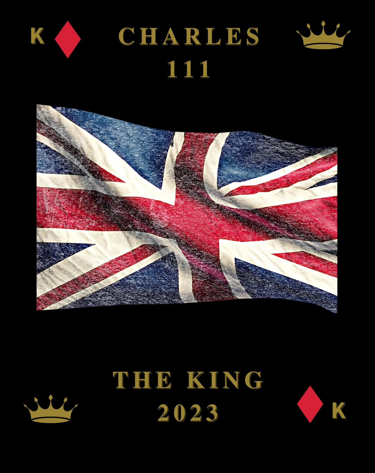 Urban Attitude Kings Coronation 2023 Great Britain Flag Hoodie Front Print (Black)