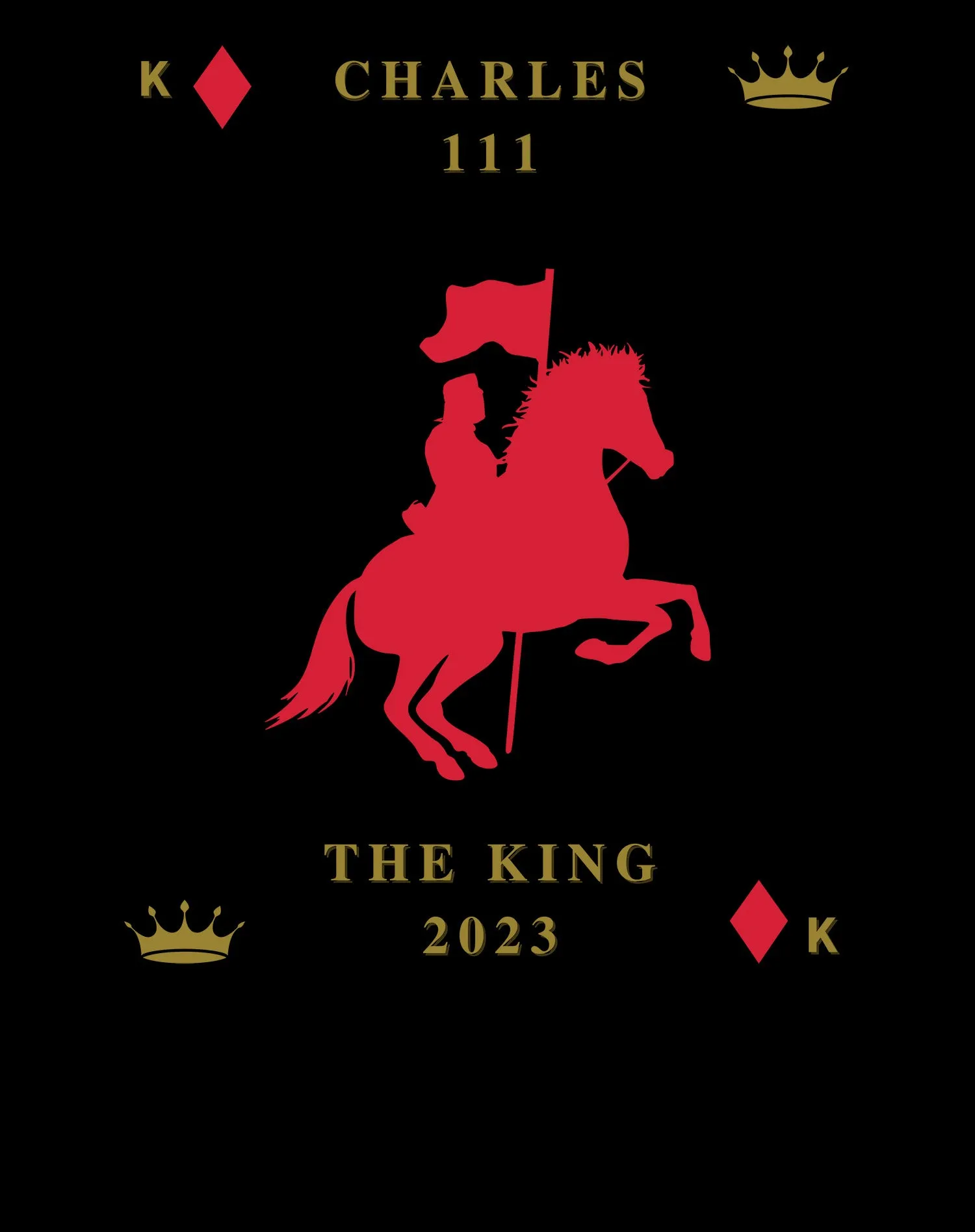 Urban Attitude Kings Coronation 2023 Silhouette Royal Knight Hoodie Front Print (Black)