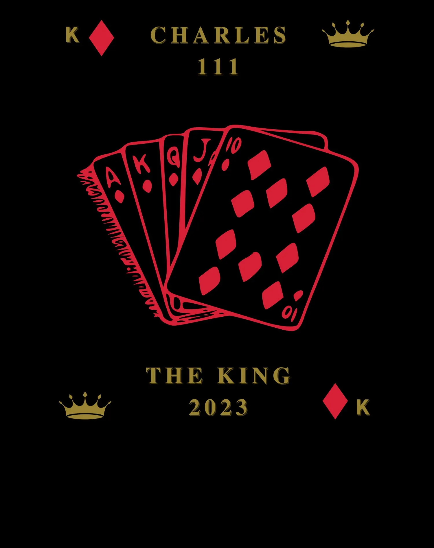 Urban Attitude Kings Coronation 2023 Stencil Royal Flush Hoodie Back Print (Black)