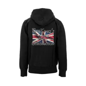 Urban Attitude Kings Coronation 2023 Union Jack Flag Flying Hoodie Back Print (Black)