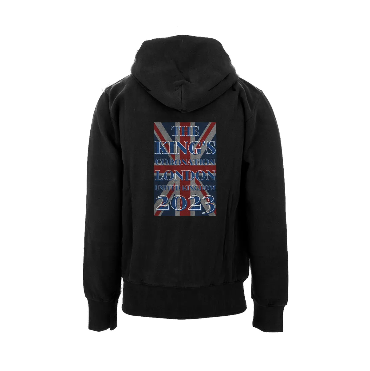 Urban Attitude Kings Coronation 2023 Union Jack UK Flag Hoodie Back Print (Black)