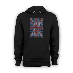Urban Attitude Kings Coronation 2023 Union Jack UK Flag Hoodie Front Print (Black)