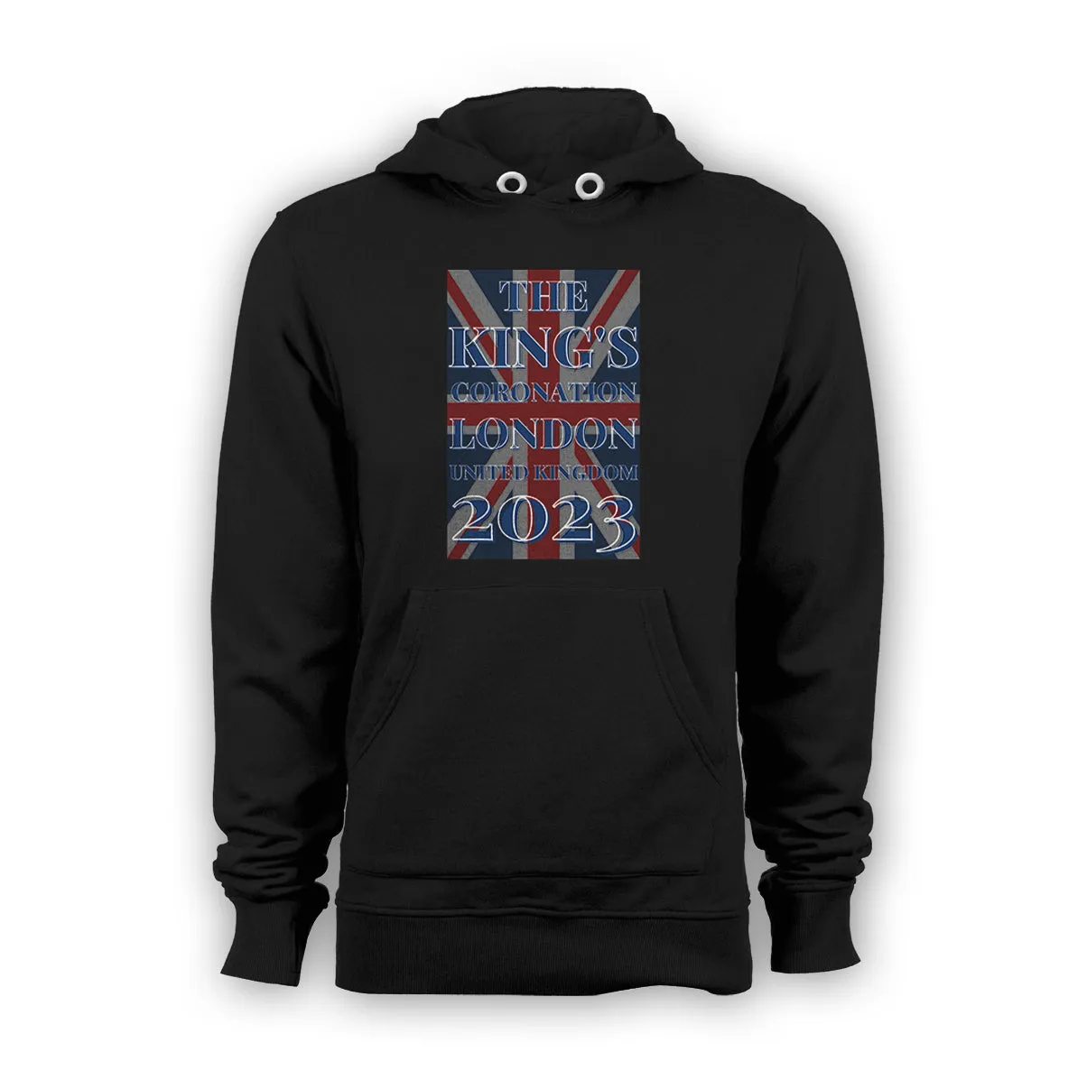 Urban Attitude Kings Coronation 2023 Union Jack UK Flag Hoodie Front Print (Black)
