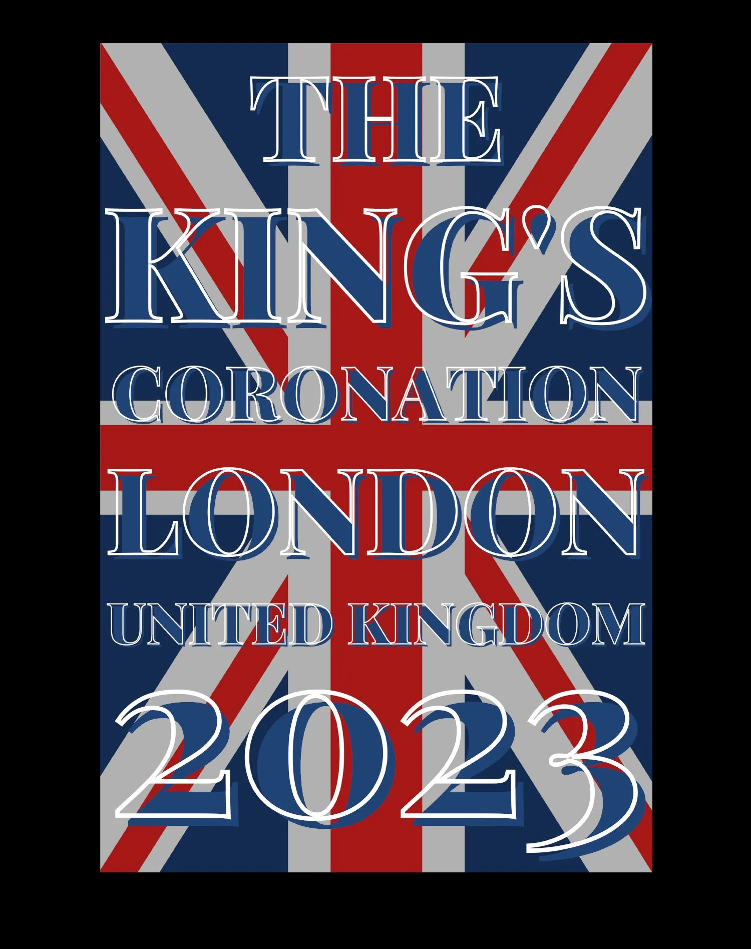 Urban Attitude Kings Coronation 2023 Union Jack UK Flag Hoodie Front Print (Black)