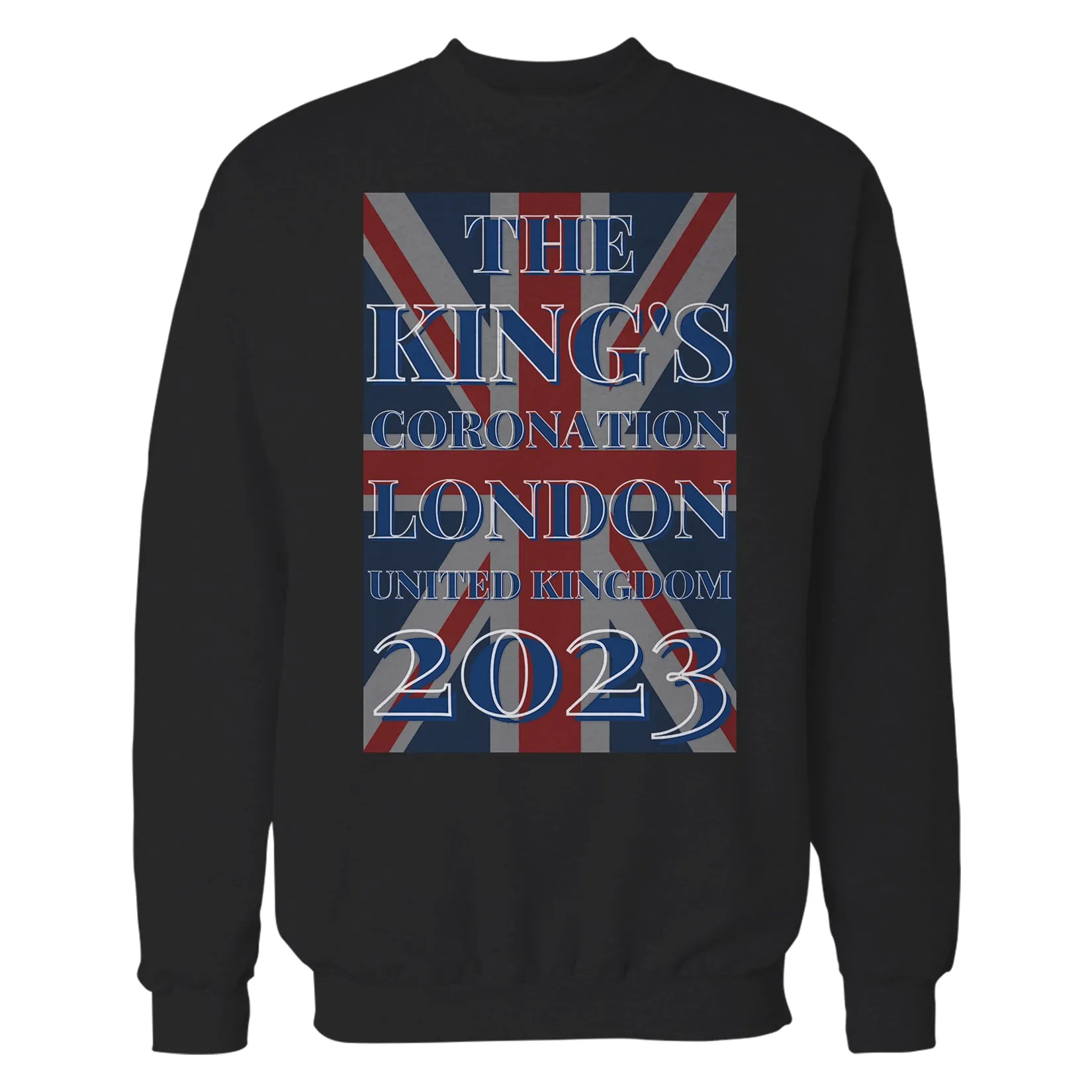 Urban Attitude Kings Coronation 2023 Union Jack UK Flag Sweatshirt (Black)