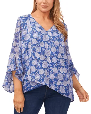 Valentine Flutter Sleeve Blouse | DEEP AZURE