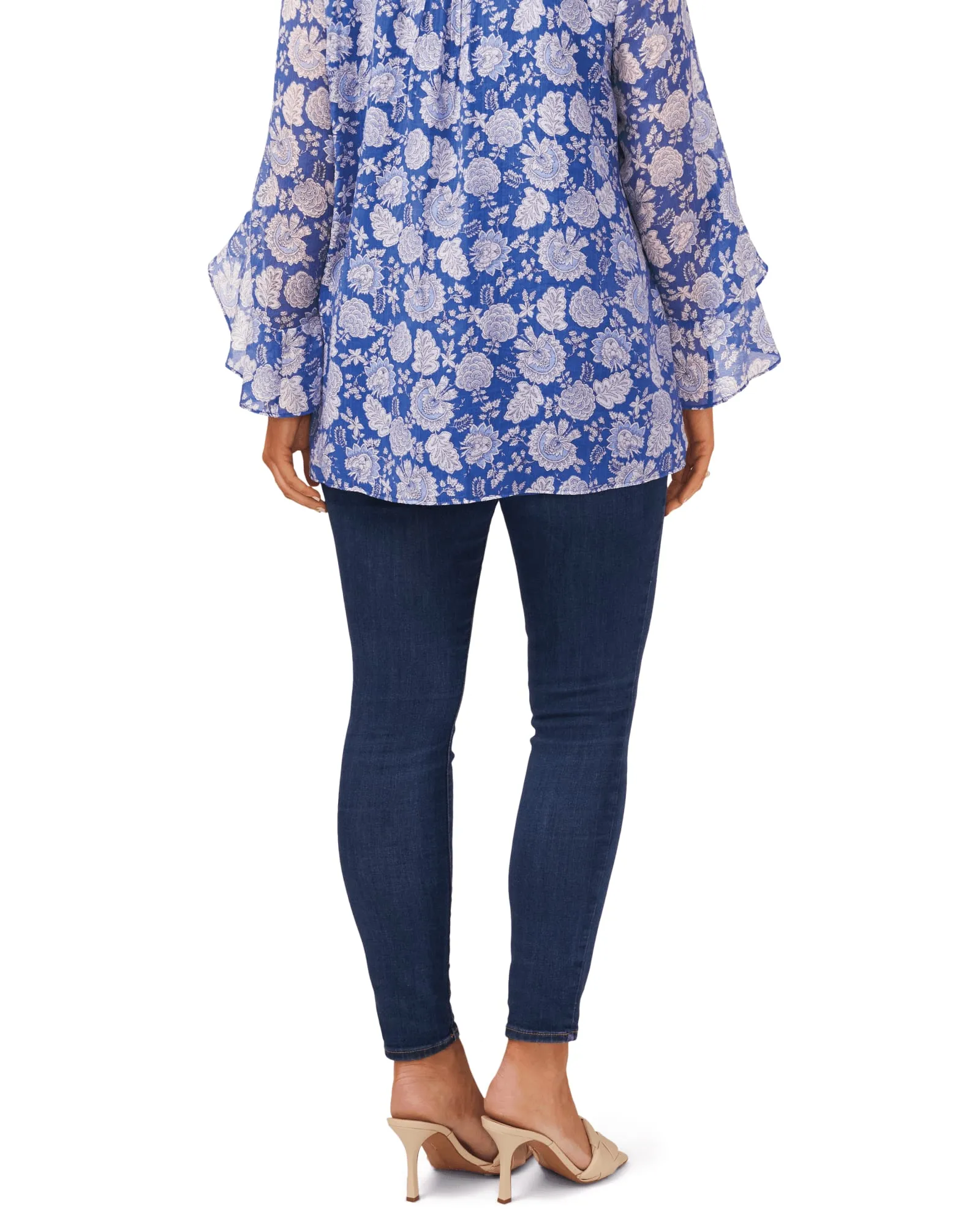 Valentine Flutter Sleeve Blouse | DEEP AZURE