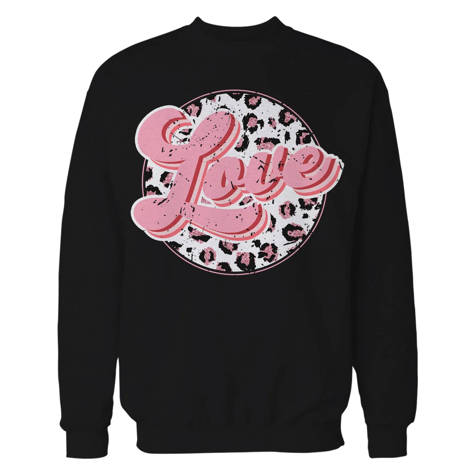 Valentine Retro Leopard Print Chic 70's Record Love Sweatshirt