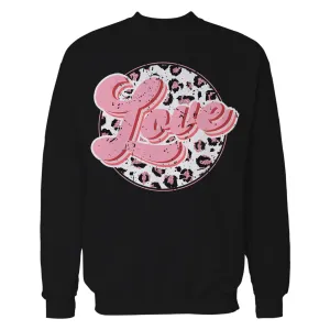 Valentine Retro Leopard Print Chic 70's Record Love Sweatshirt