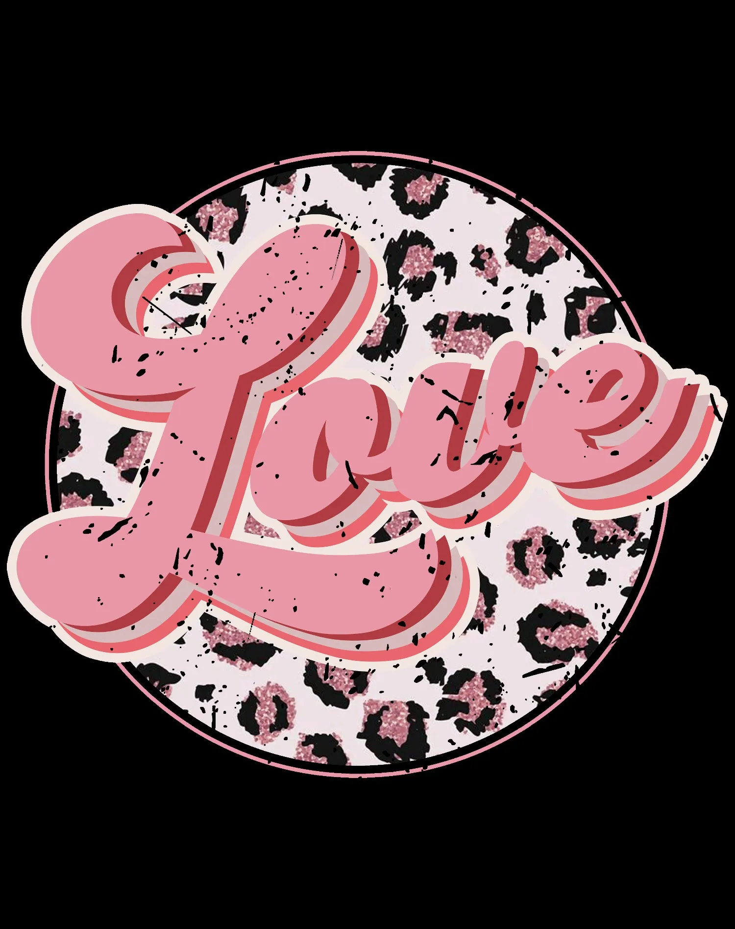 Valentine Retro Leopard Print Chic 70's Record Love Sweatshirt