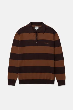 Ventura Stripe Knit Ls Polo Cafe