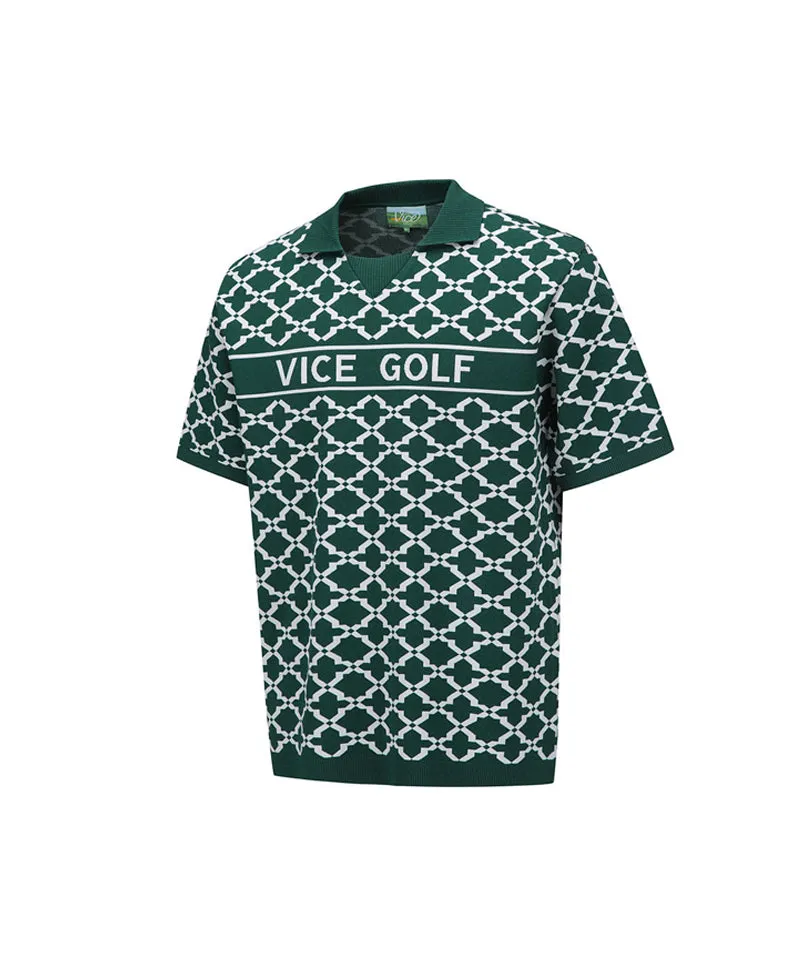 Vice Golf Atelier Men's Jacquard Short Sleeve Sweater - D/Green