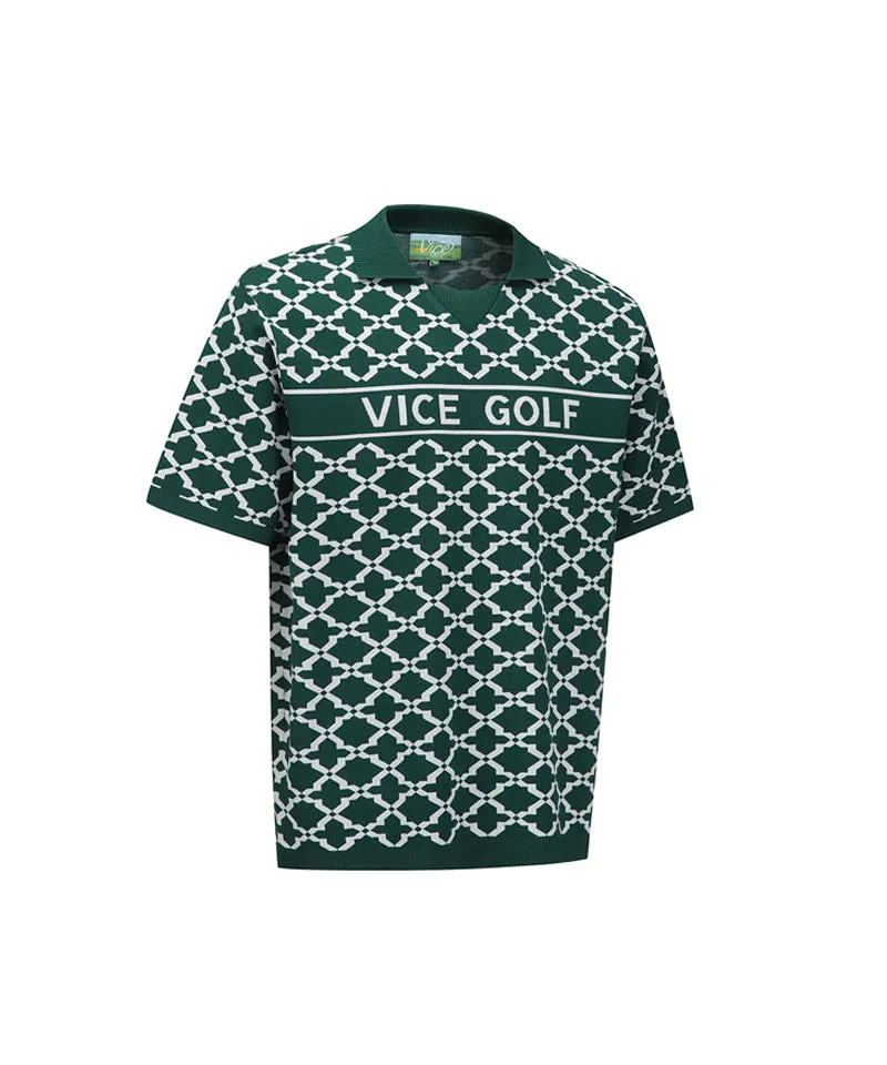 Vice Golf Atelier Men's Jacquard Short Sleeve Sweater - D/Green