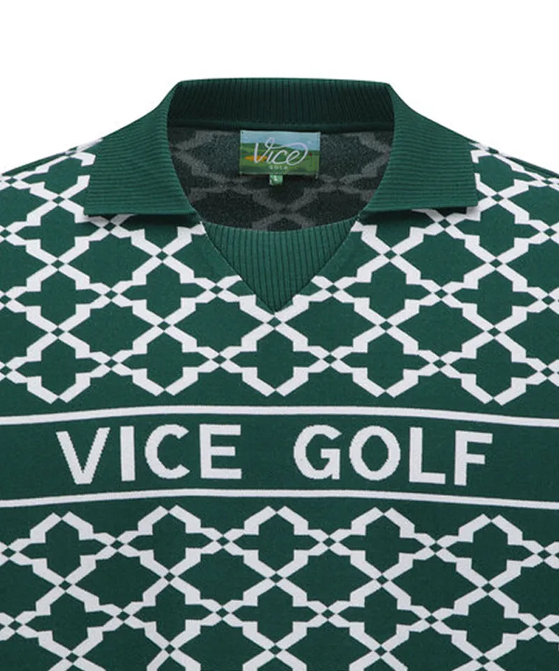 Vice Golf Atelier Men's Jacquard Short Sleeve Sweater - D/Green