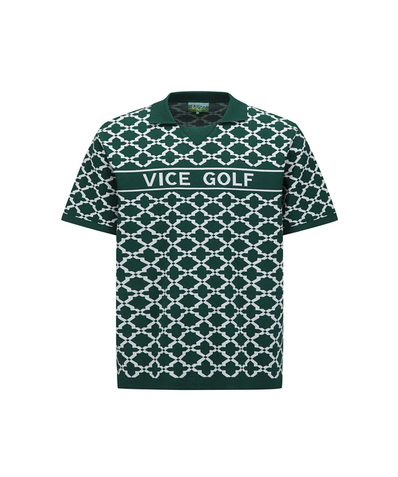 Vice Golf Atelier Men's Jacquard Short Sleeve Sweater - D/Green