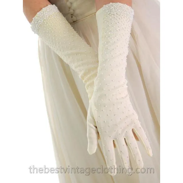 Vintage 1950s Ivory Nylon Wedding Gown Embellished w Jacket 32-24-Free