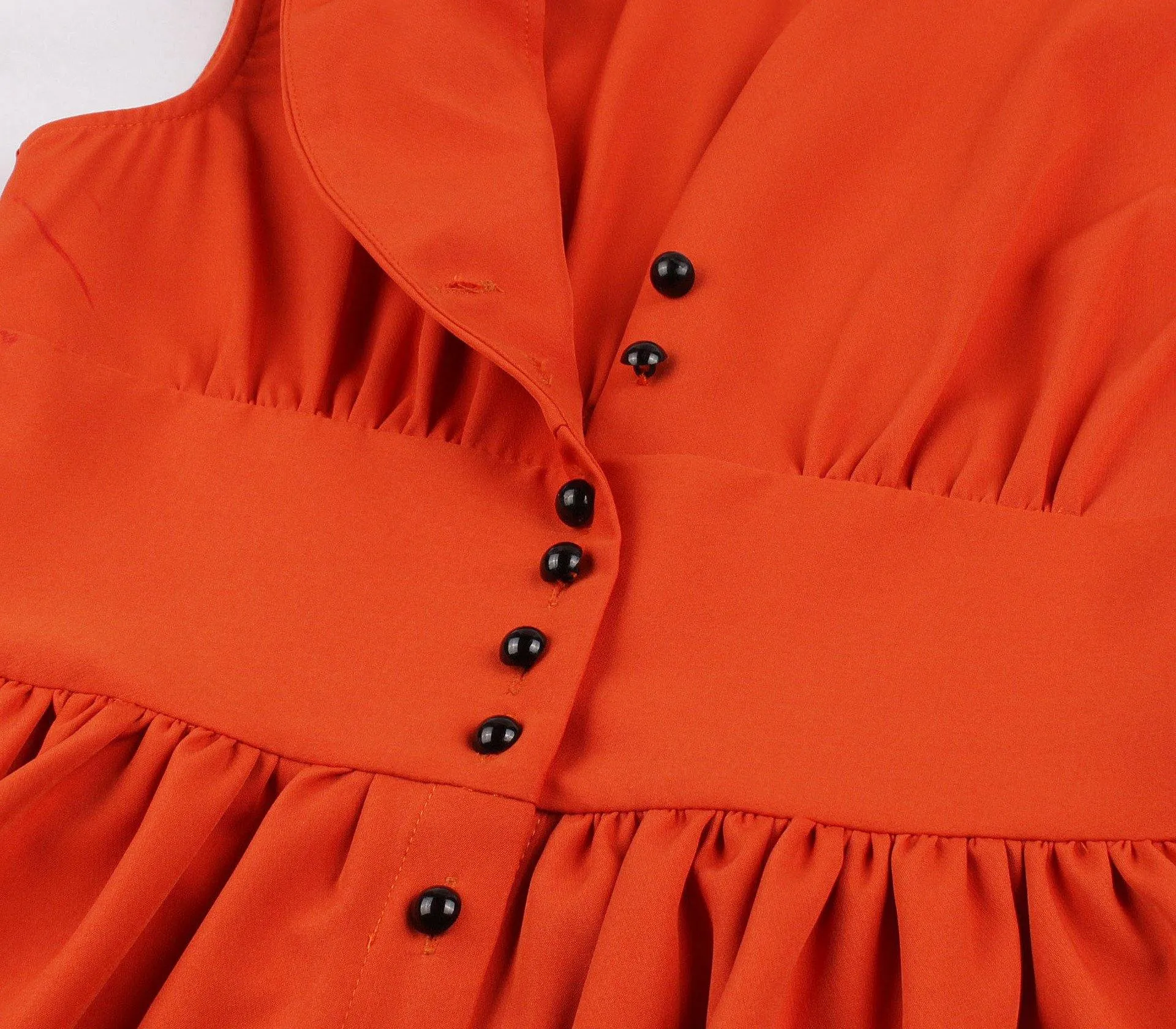 Vintage Button Floral Print High Waist Dresses