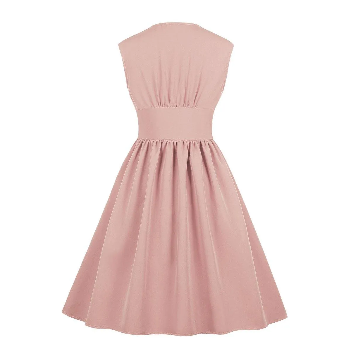 Vintage Button Floral Print High Waist Dresses