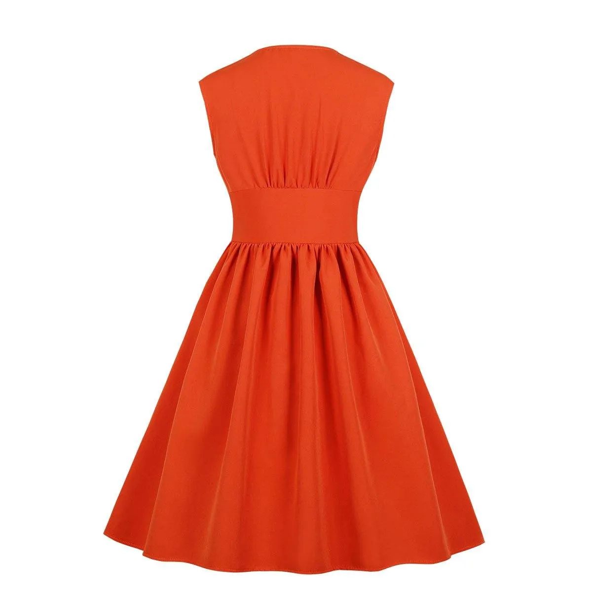 Vintage Button Floral Print High Waist Dresses