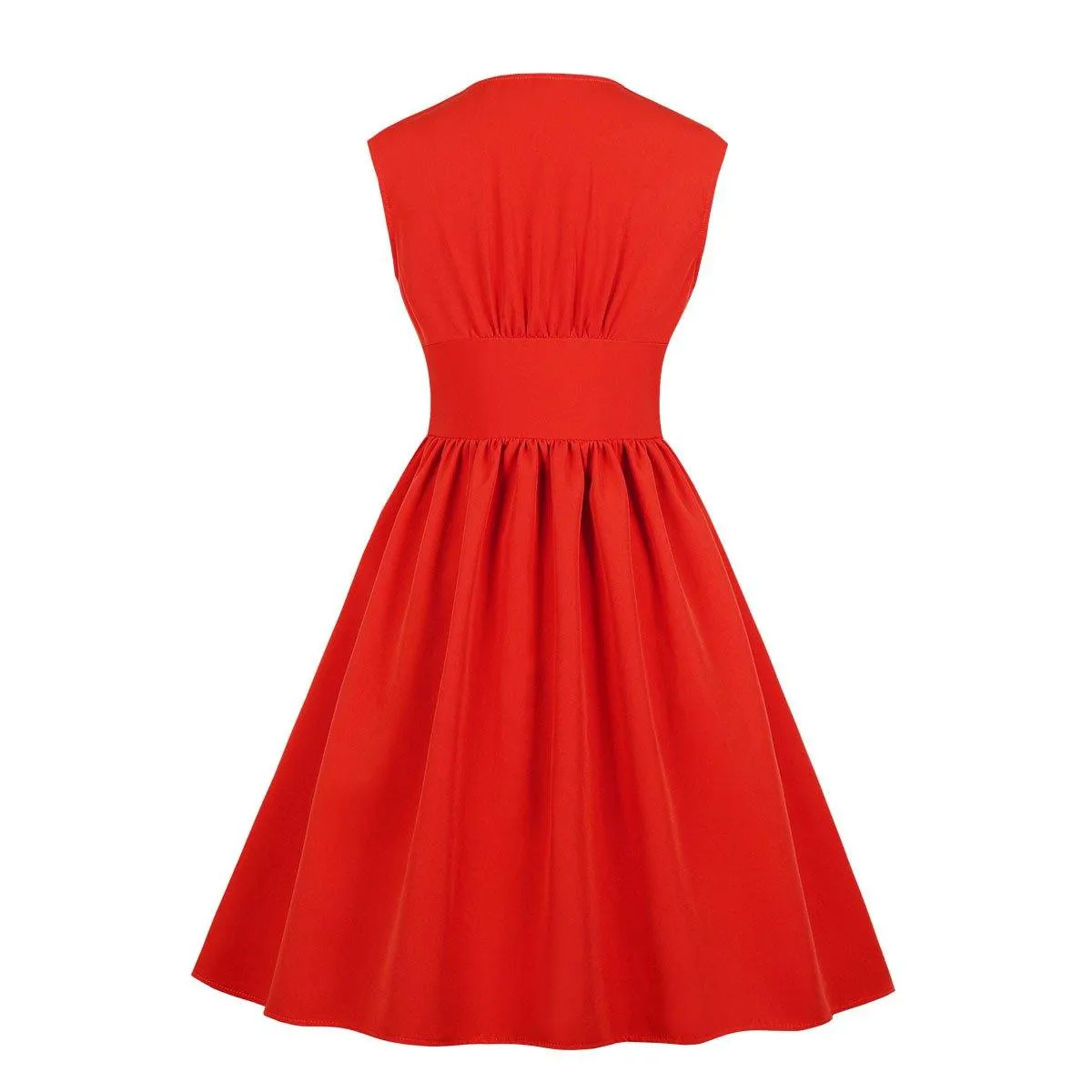 Vintage Button Floral Print High Waist Dresses