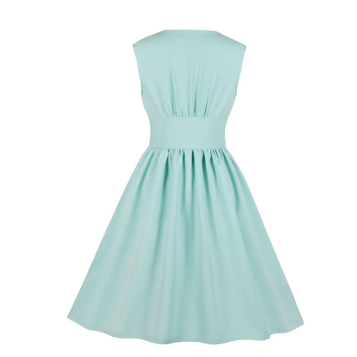 Vintage Button Floral Print High Waist Dresses