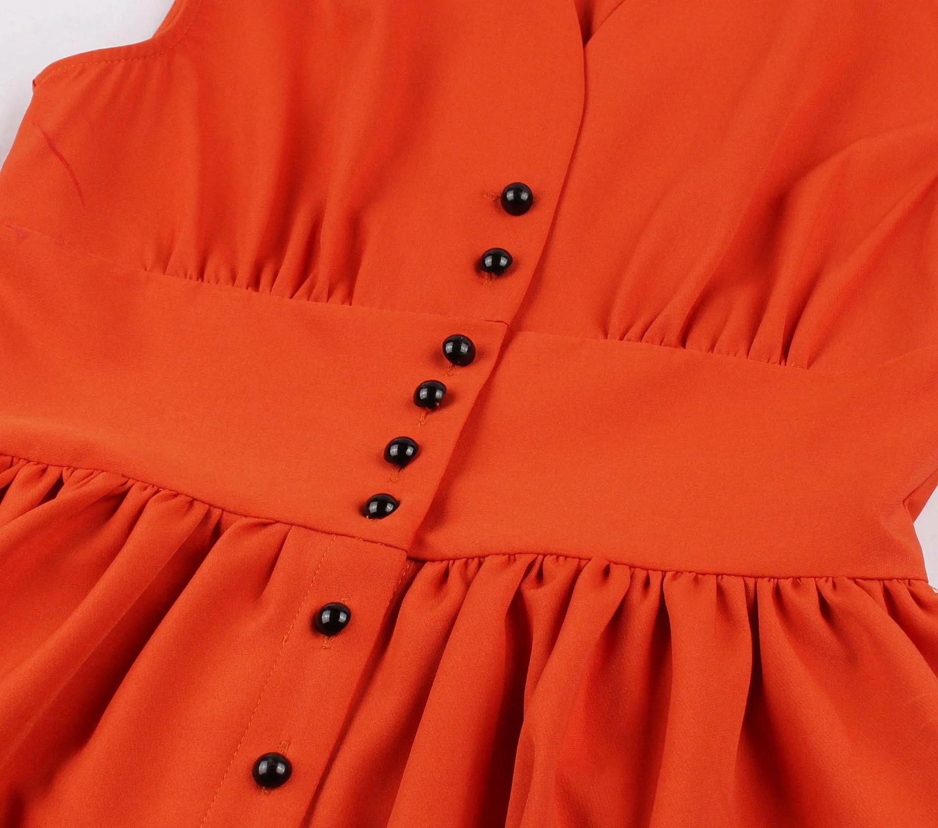 Vintage Button Floral Print High Waist Dresses