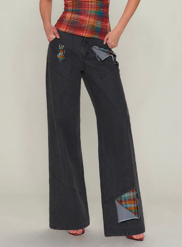 Vintage Check Wide-Leg Denim