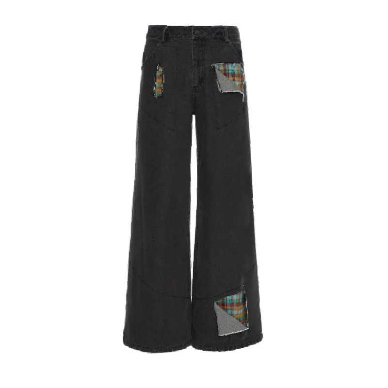Vintage Check Wide-Leg Denim