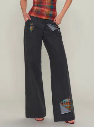 Vintage Check Wide-Leg Denim