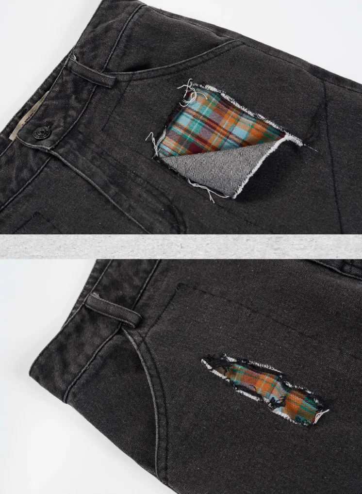 Vintage Check Wide-Leg Denim
