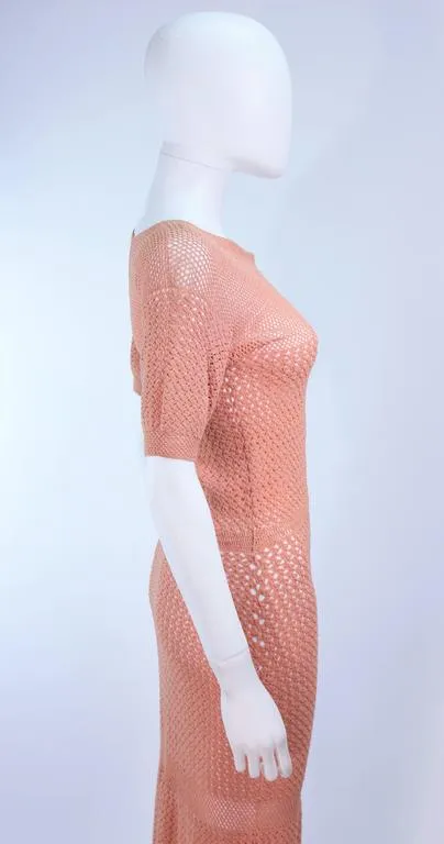 VINTAGE Circa 1940s Terracotta Crochet Knit Dress Size 2-4