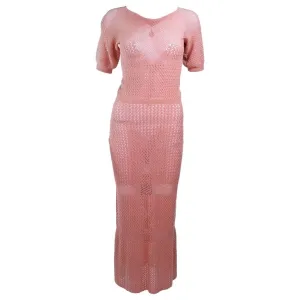 VINTAGE Circa 1940s Terracotta Crochet Knit Dress Size 2-4