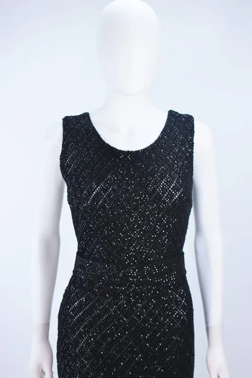 VINTAGE Circa 1960s Black Wool Cocktail Dress Size 6