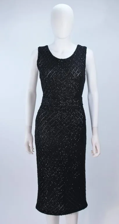 VINTAGE Circa 1960s Black Wool Cocktail Dress Size 6