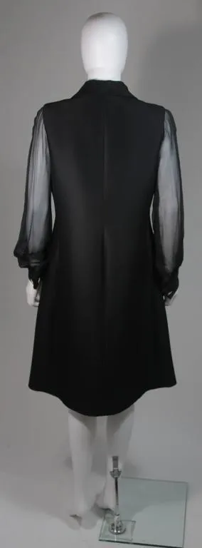 VINTAGE Circa 1970s Black Silk Dress, Rhinestones Size 8-10