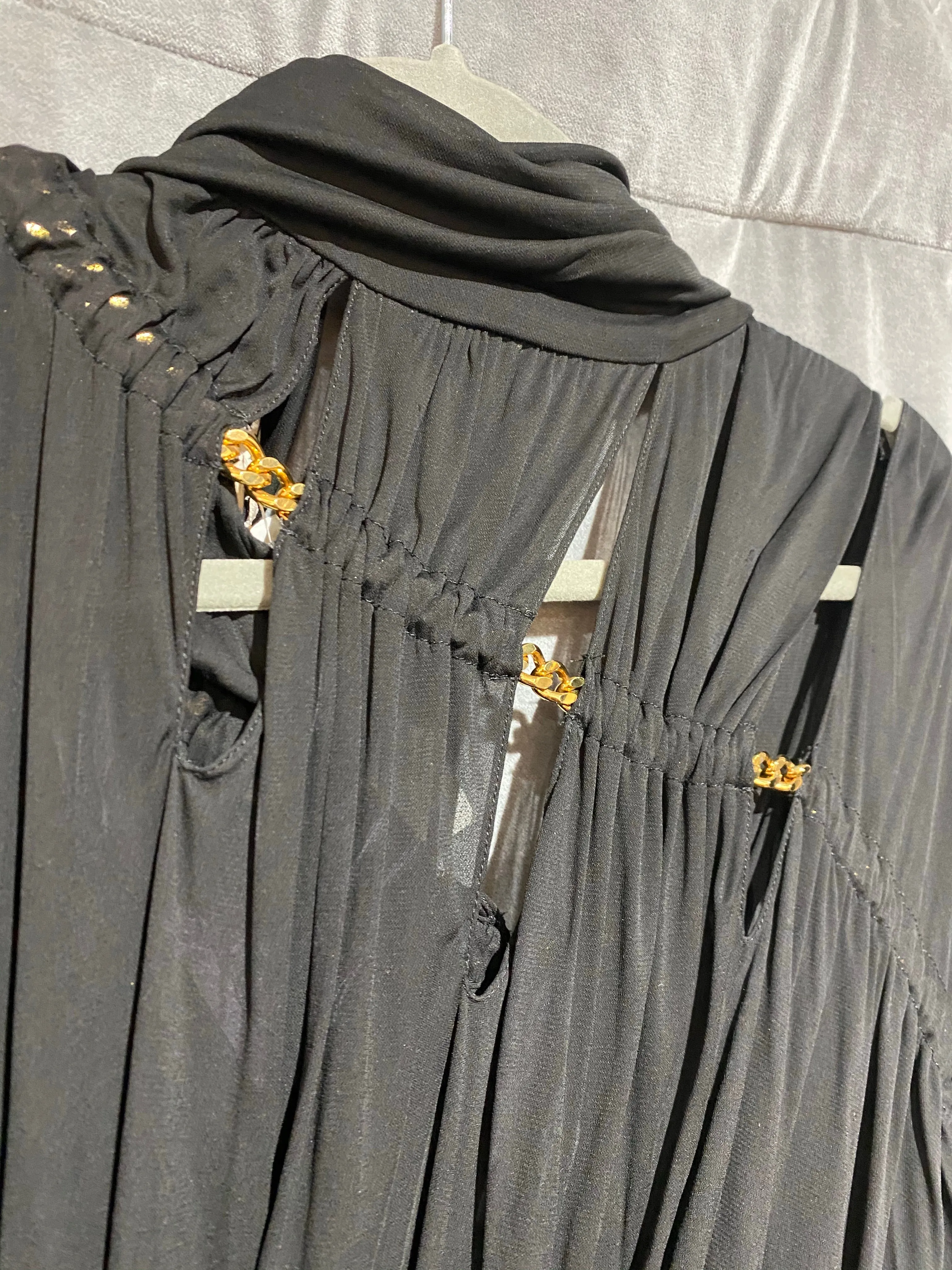 Vintage; Emilio Pucci Black Long Sleeve Gold Chain Accent Mini Dress
