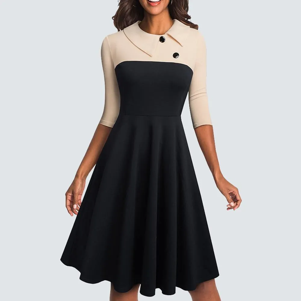 Vintage Fit And Flare Swing Work Business Dress