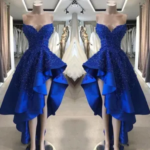 Vintage High Low Royal Blue Dress