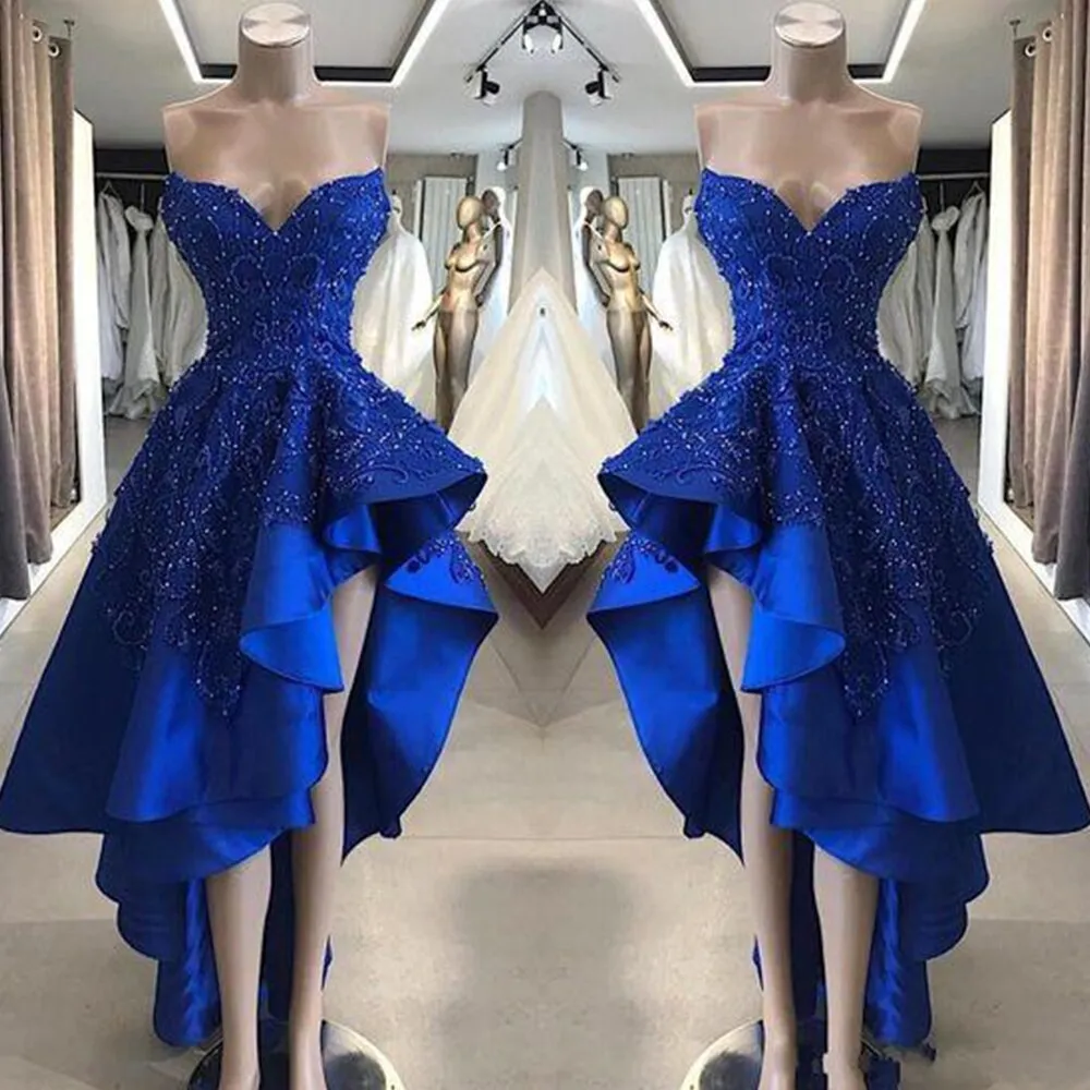 Vintage High Low Royal Blue Dress