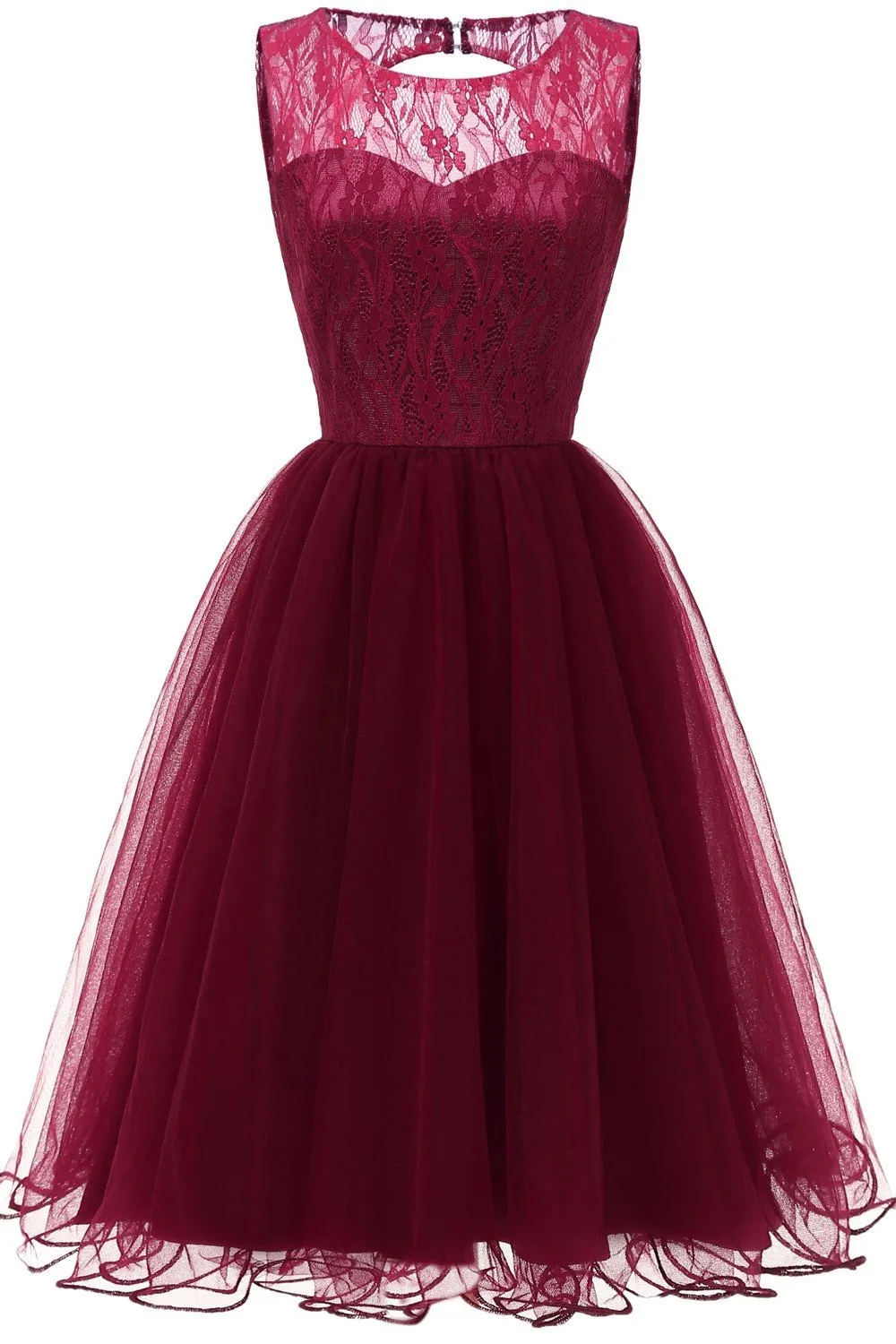Vintage Lace Dress 2019 Spring Wedding Guests Dresses with Tulle Skirt