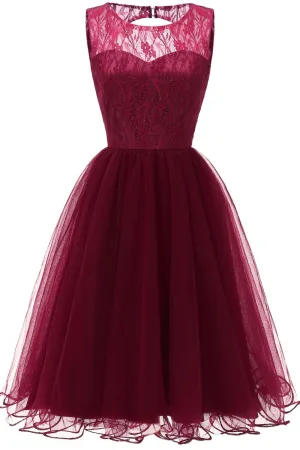 Vintage Lace Dress 2019 Spring Wedding Guests Dresses with Tulle Skirt