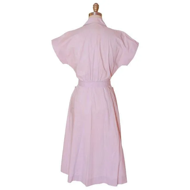 Vintage Lavender Cotton House Dress 1940s Nice Details 38-26-42