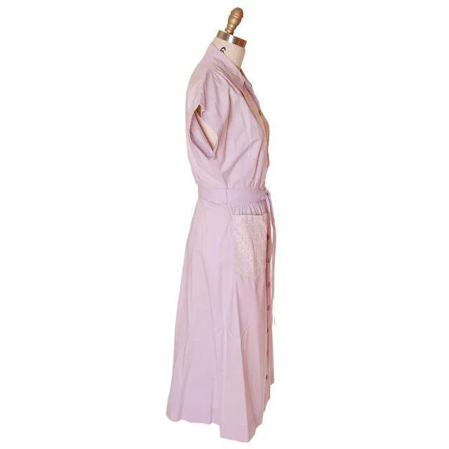 Vintage Lavender Cotton House Dress 1940s Nice Details 38-26-42