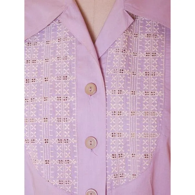Vintage Lavender Cotton House Dress 1940s Nice Details 38-26-42