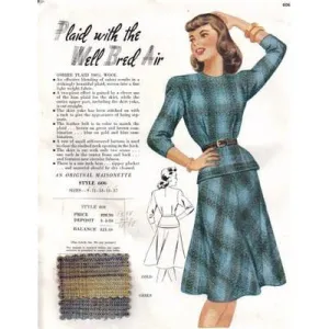 Vintage Maisonette Fabric Swatch 1940s 8x11 606